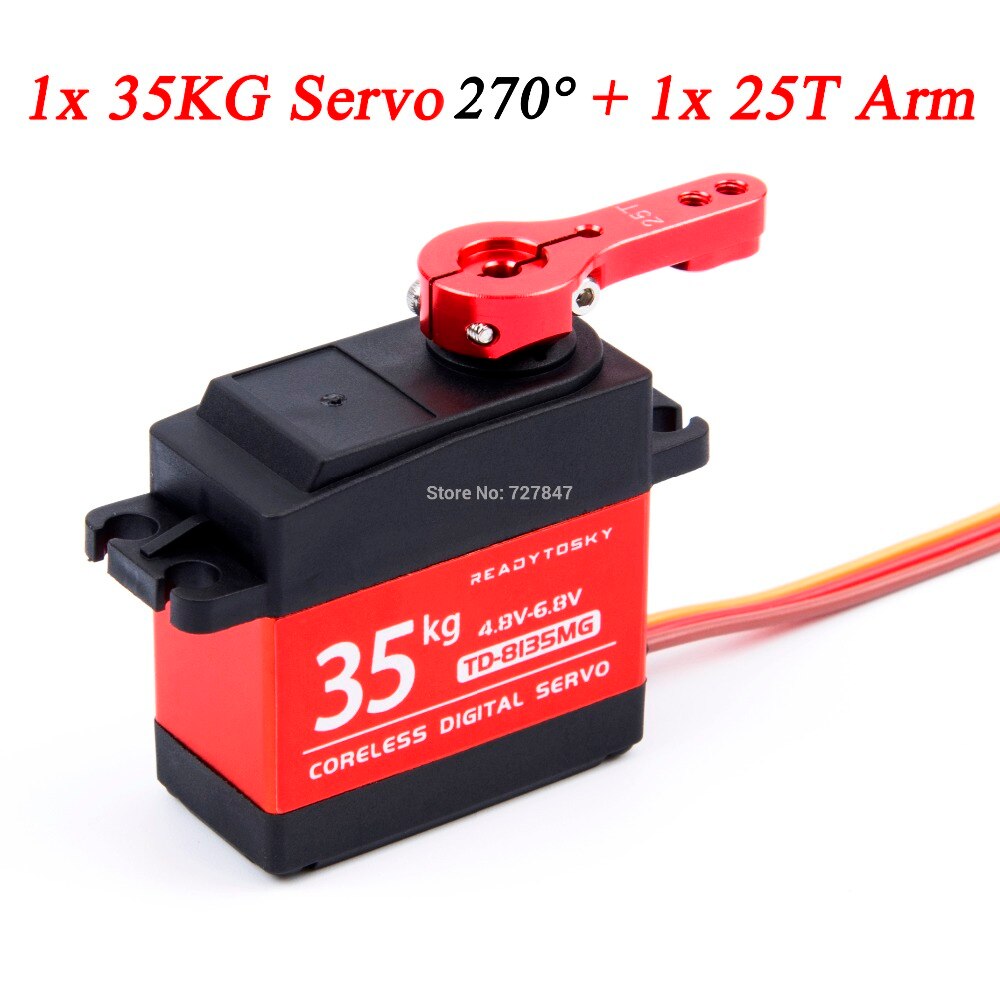 Waterproof 35kg Coreless Servo 180 / 270 Degree Large Torque Digital Aluminium Metal Gears 25T Arm For RC Car: 1x270 Servo 1xArm