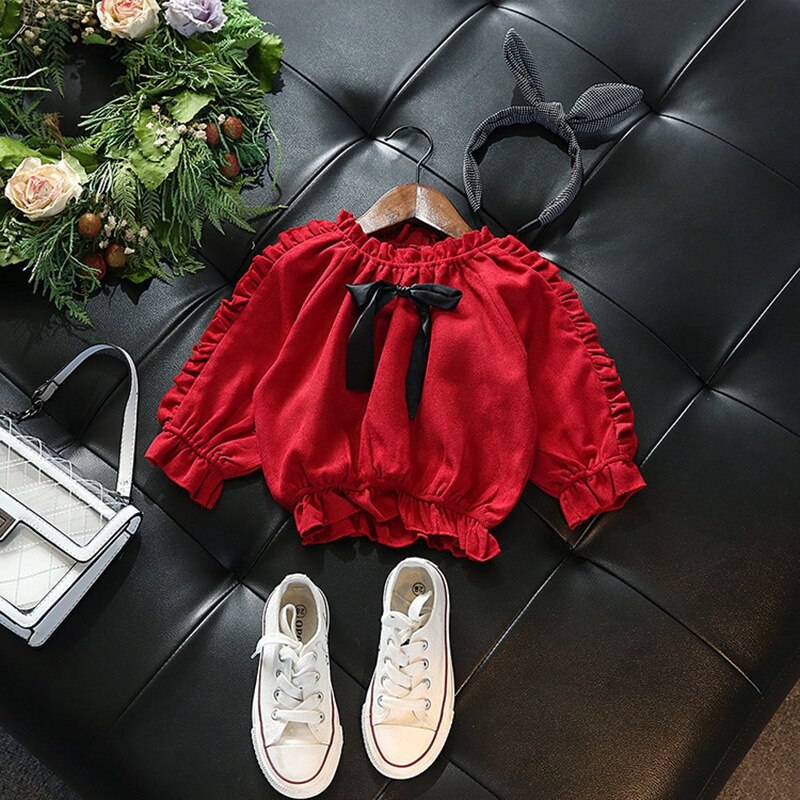 6M-4T Summer Baby Girls Chiffon Loose Shirt Tops Blouse Long Sleeve Children Casual Shirts: 1 / S