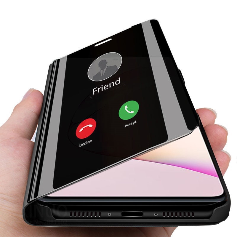 Inteligentne etui z klapką do Samsung Galaxy Note 10 Plus uwaga 10 lite lustro skóra protector pokrywa dla Samsung Not10 Plus lite nie 10