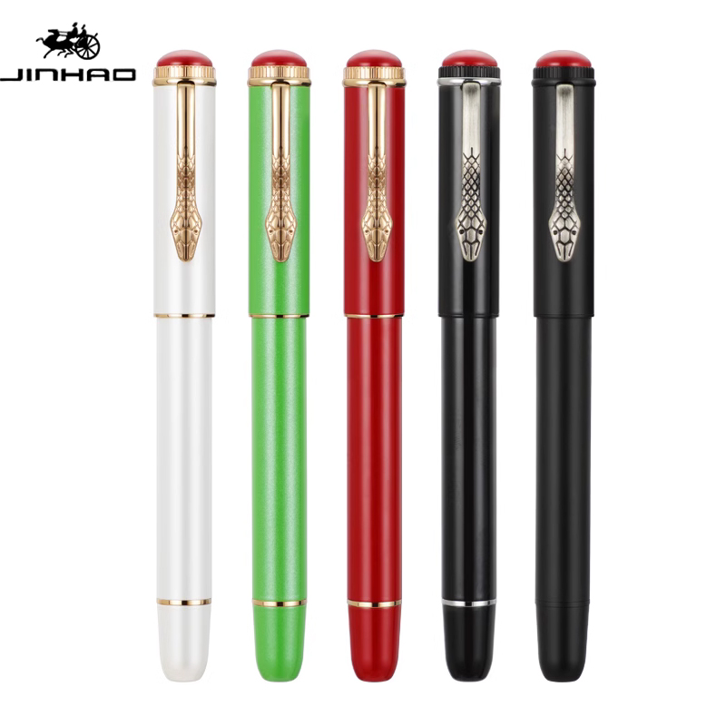 Jinhao 025 pluma estilográfica de lujo punta fina y punta EF Clip de serpiente negro verde rojo blanco bolígrafo de oficina para estudiantes el mejor