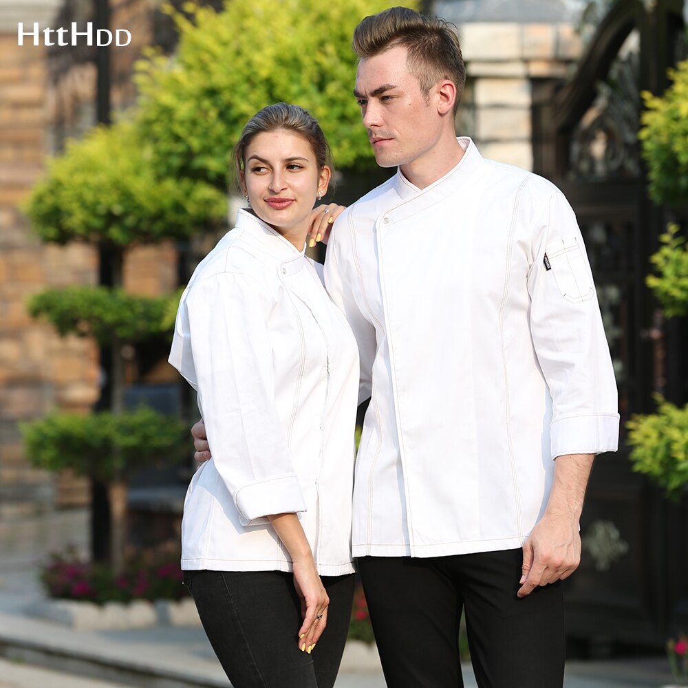 Unisex kokki vaatteet kahvila keittiö leipomo catering kokki hengittävä kokin takki pitkähihainen univormu
