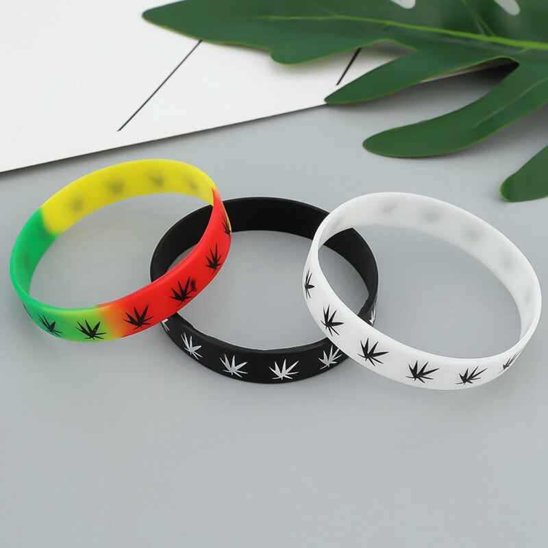 Silicone Bracelet&amp;Bangles Black White Color Wristband Jewelry print 1pc Bracelet