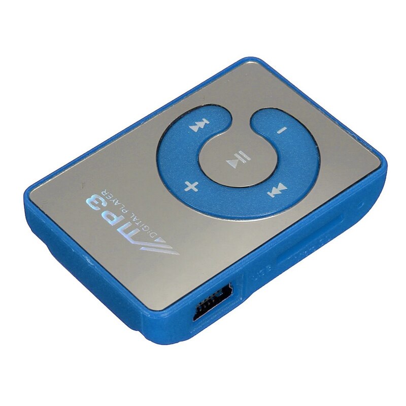 Mini musik  mp3 afspiller med usb kabel med høretelefoner: Blå