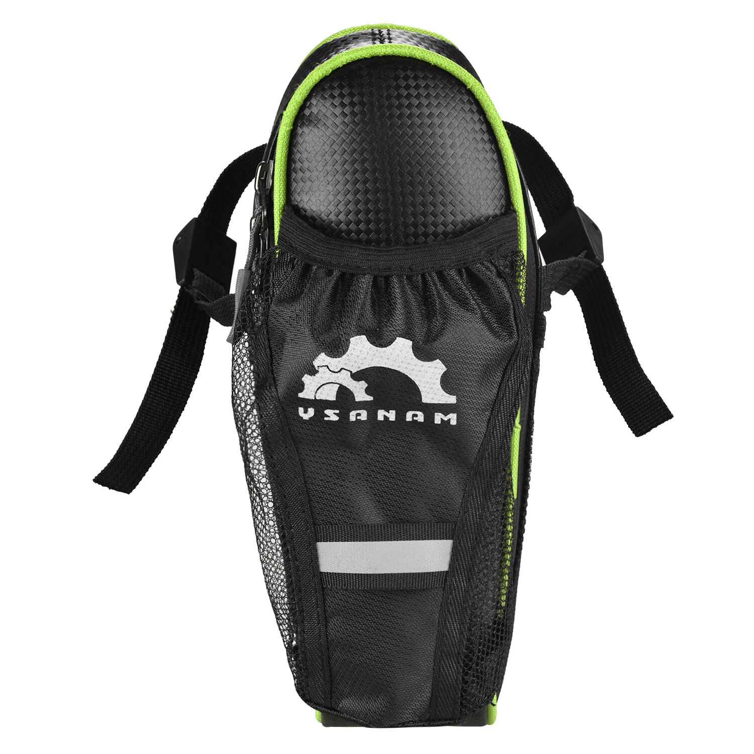 Water Resistant Bike Saddle Bag with Reflective Cycling Under Seat Pack with Water Bottle Pouch for Mountain Bike Storage