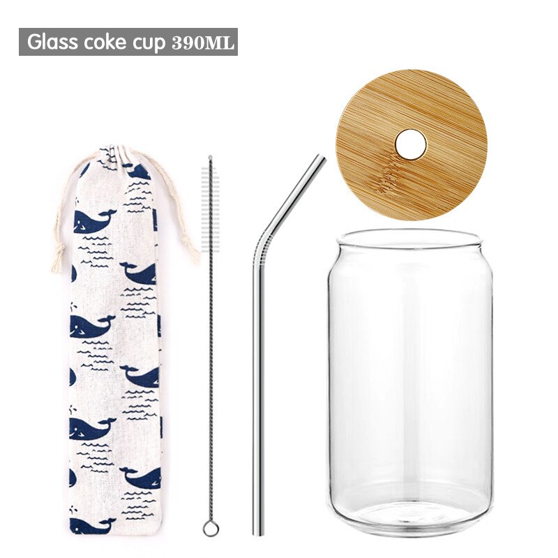 Glas kop gennemsigtig cola dåse glas vand kop ins netto rød juice kop kaffe vin mælk øl kold drik håndlavet dåse 390/570ml: 390ml sæt