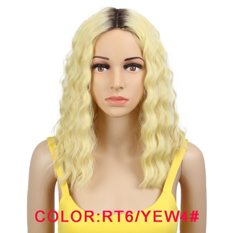 Pelucas sintéticas mágicas de 14 "con flequillo rosa y rojo, resistentes al calor, ondas al agua, para mujeres negras, encaje de estilo africano y americano: RT6-YEW4