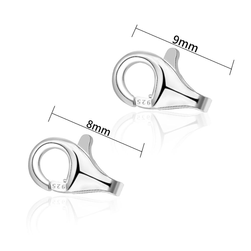 925 Sterling Zilver 8Mm 9Mm 2 Stuks Zilveren Kreeft Sluitingen Haken Connector Voor Diy Sieraden Bevindingen Materialen Levert
