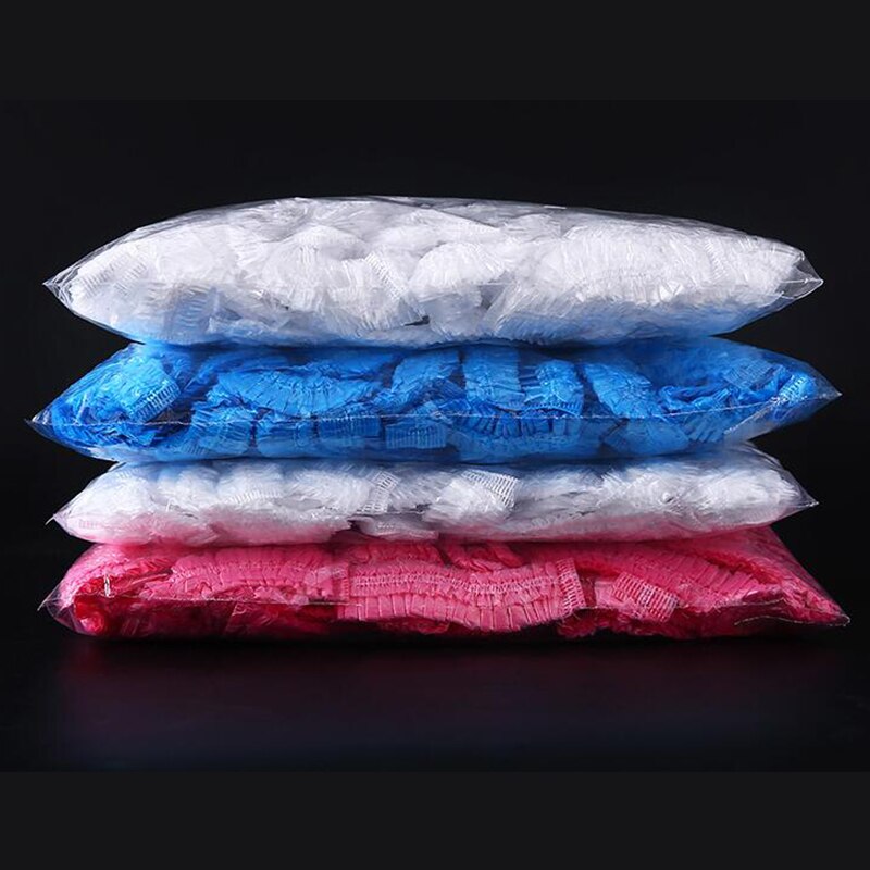 100 pcs/lot jetable bonnets de douche unique bain élastique bonnet de douche chapeau clair Spa Salon de coiffure hôtel salle de bain produits bonnets de bain