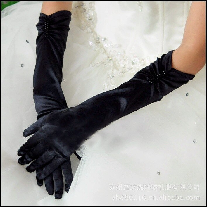 5 stk/partij 38cm Vrouwen dame dansen prestaties sexy lange zwarte vinger handschoenen avond party handschoenen