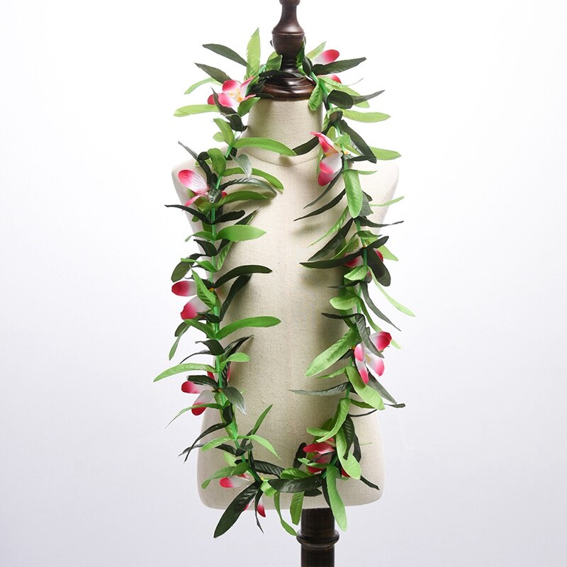 Luau leis 3 stk kunstige blomster tropiske hawaiianske lei blade halskæder til hula kostume og strand fest