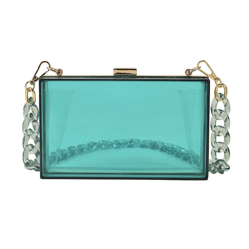 Kleurrijke Acryl Clutch Bag Voor Dame Avondfeest Glitter Avond Clutch Bags Met Dikke Ketting Vrouwelijke Reizen Handtas En Portemonnee: green