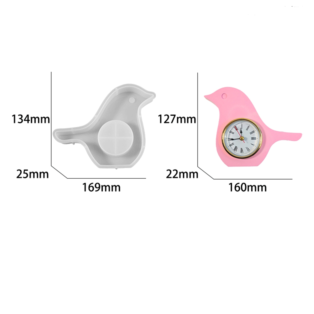 Molde de silicona para reloj pequeño, mesa con números romanos, molde de resina Epoxy para verter, bolsa para casa de pájaros, adorno, molde para hacer cemento: Rojo