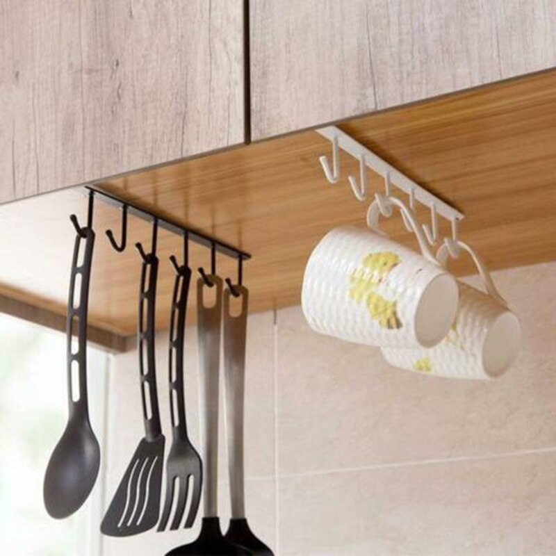 Nieuw Onder-Kast Hanger Rack met 6 Haken Keuken Kast Opslag Plank Haak