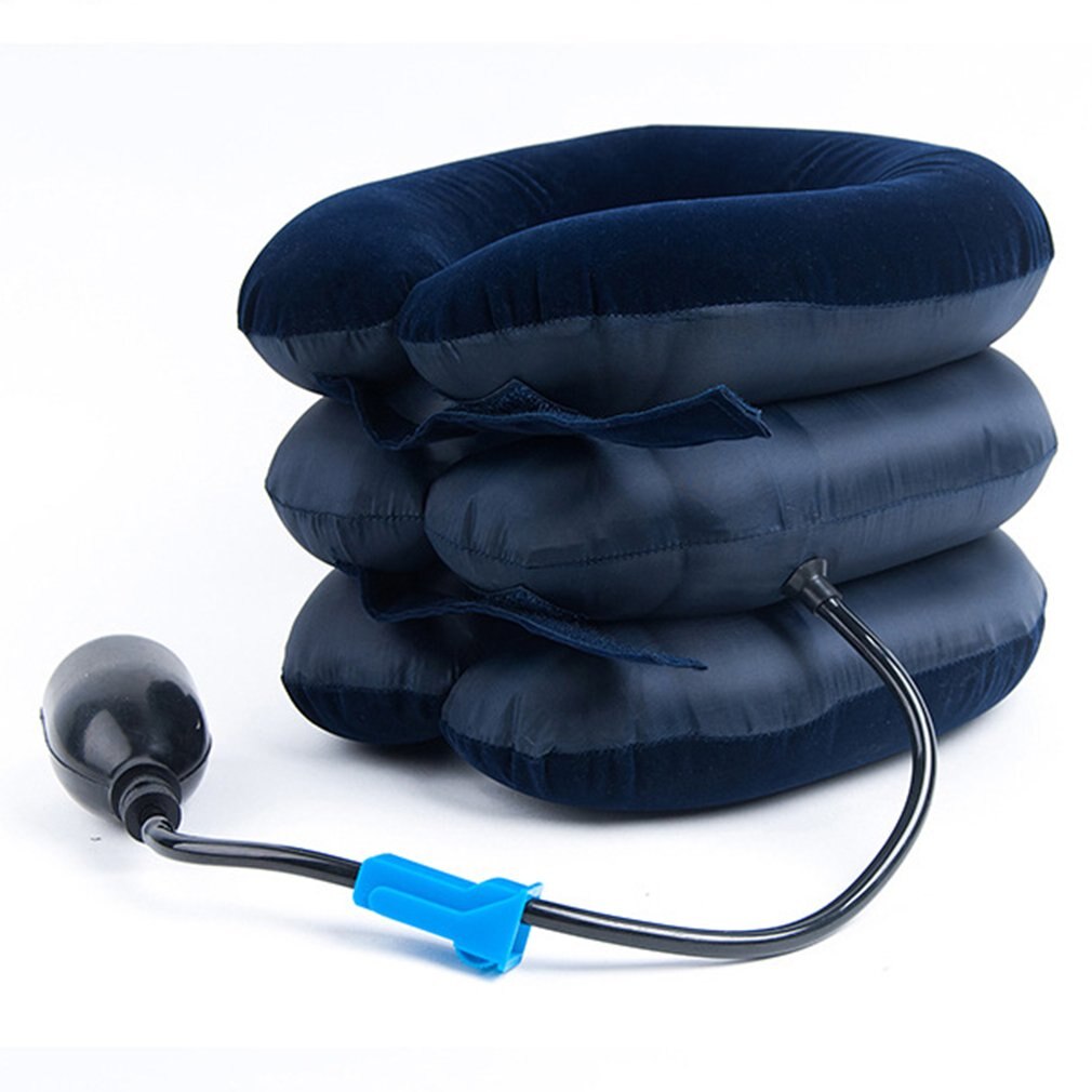 U-vorm Massage Kussen Reizen Vliegtuig Air Opblaasbare Nek Kussens Auto Head Rest Luchtkussen Sleep Thuis Textiel Voor: Semi-matte Blue