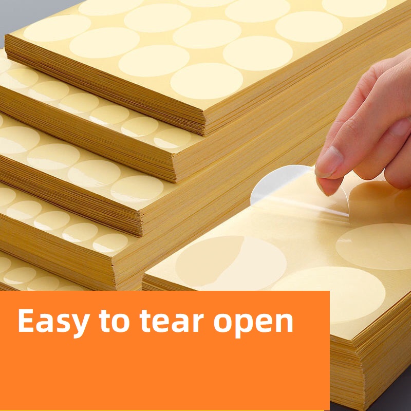 round Transparent PVC Sticker Self Sealing circle stickers Round clear Label Waterproof Clear PVC Blank sealing label Sticker