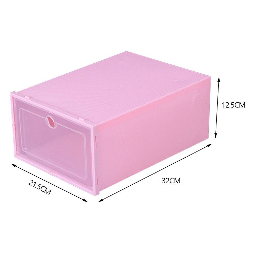 1pc Transparent shoe box storage shoe boxes thickened dustproof shoes organizer box can be superimposed combination shoe cabinet: Pink