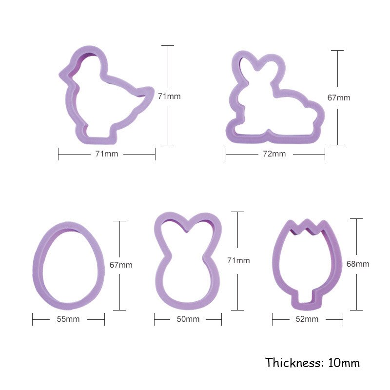 4pcs Easter Themed Cookie Cutters Egg Bunny Biscuit Press Stamp Molds Chocolate Moulds Cake Decoration Tools for Easter: D