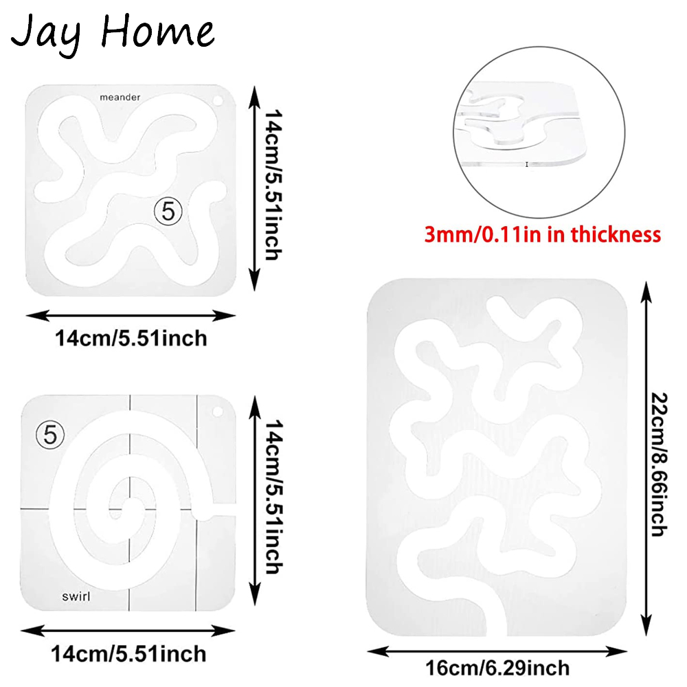 Plantilla para acolchar, plantilla de regla para acolchar acrílico, reglas de costura para acolchar de movimiento libre, transparentes para suministros de acolchado DIY, 1 ud.