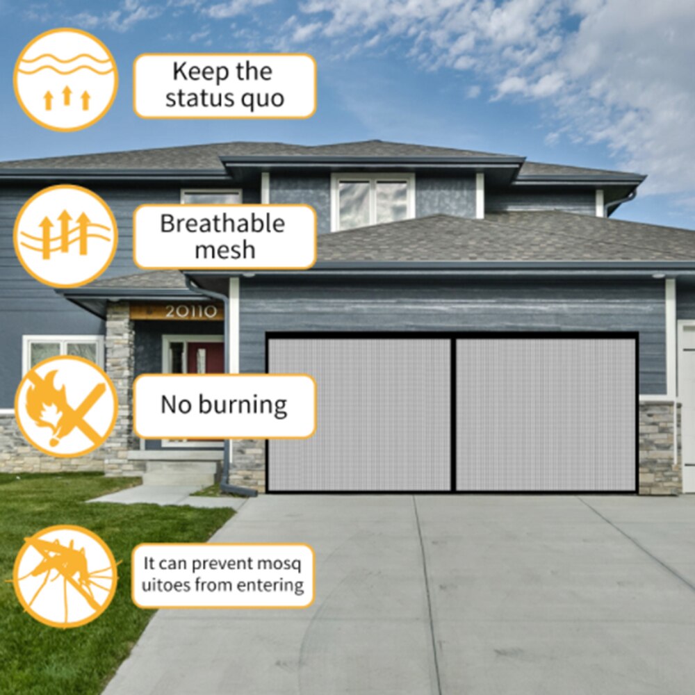 Garage Mesh Screen Door Seamless Insect Net Garage Door Screen Easy To Install And Use Summer Anti-Mosquito