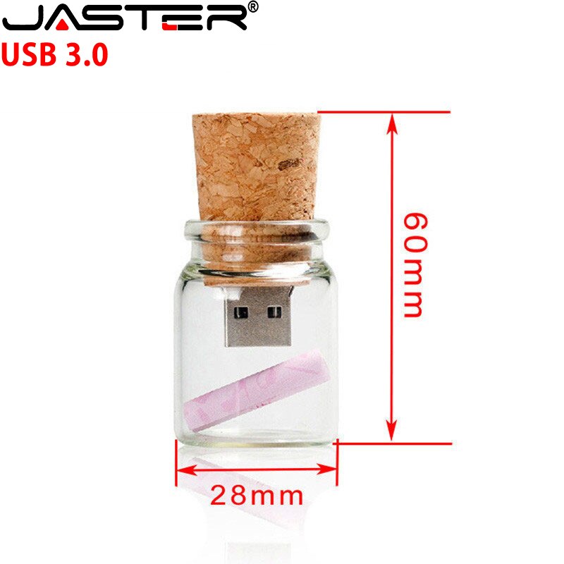JASTER USB 3.0 floating bottle pendrive 4GB 8GB 16GB 32GB 64GB wish bottles cork usb flash drive memory Stick wedding