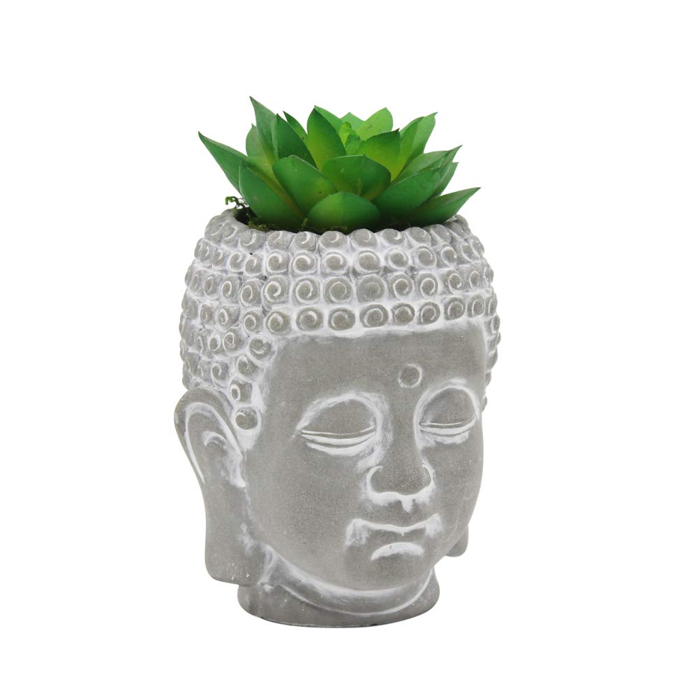 Macetero de cabeza de Buda de cemento no grunren, pequeños recipientes para plantas de decoración