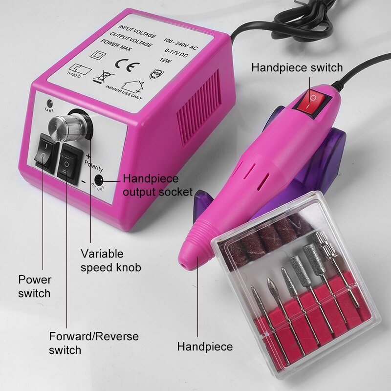 Electric Manicure Machine Set 20000RPM Nail Drill Milling Cutter Nail Art Sanding File Gel Cuticle Remover