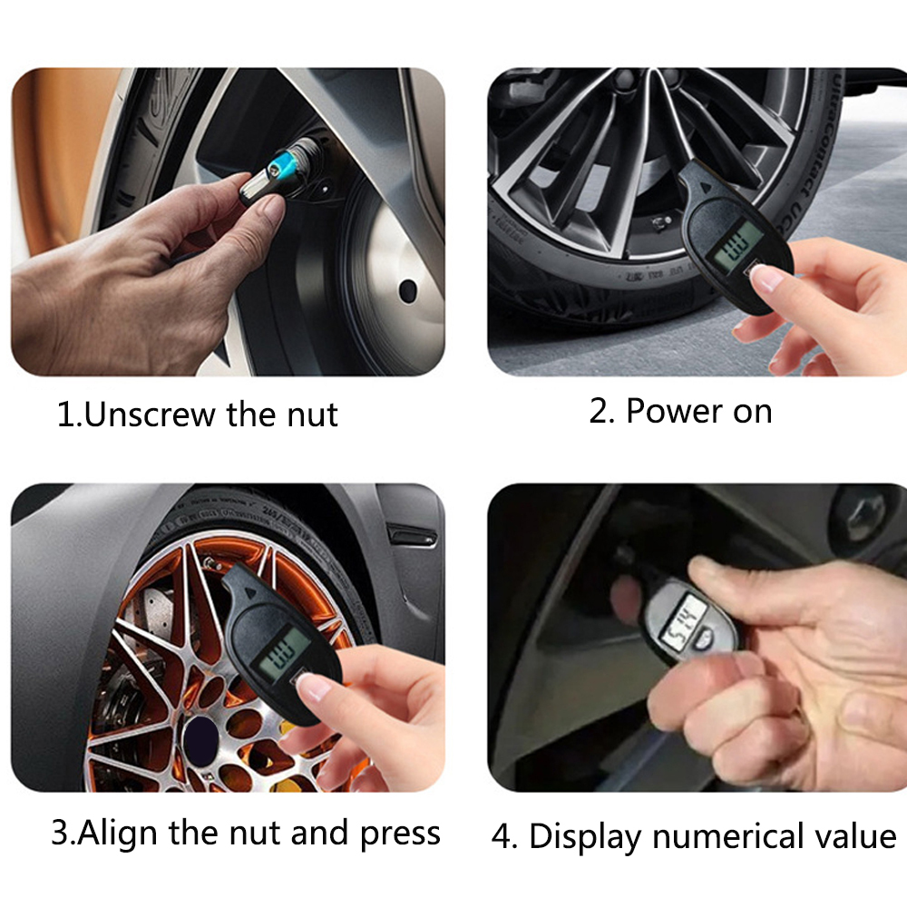 Monitor de presión de neumáticos de coche, Manómetro Digital portátil, manómetro, herramienta para barómetros, adaptador de pantalla LCD con llavero