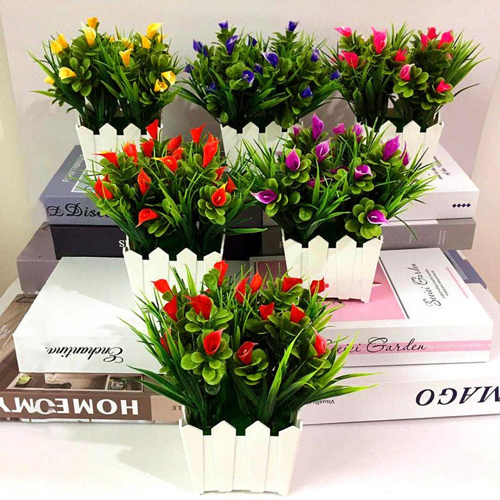 Kunstig potteblomst callalily potteplanter bonsai diy hjem stue kontorindretning havebord dekoration lotus planteindretning