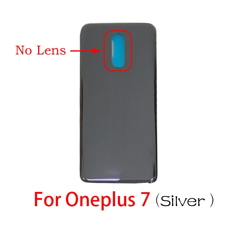 Back Battery Door Rear Housing Cover Case With Glass Camera Lens with Tape Replacement For Oneplus 7 Pro 7Pro: 7 Sliver No Len