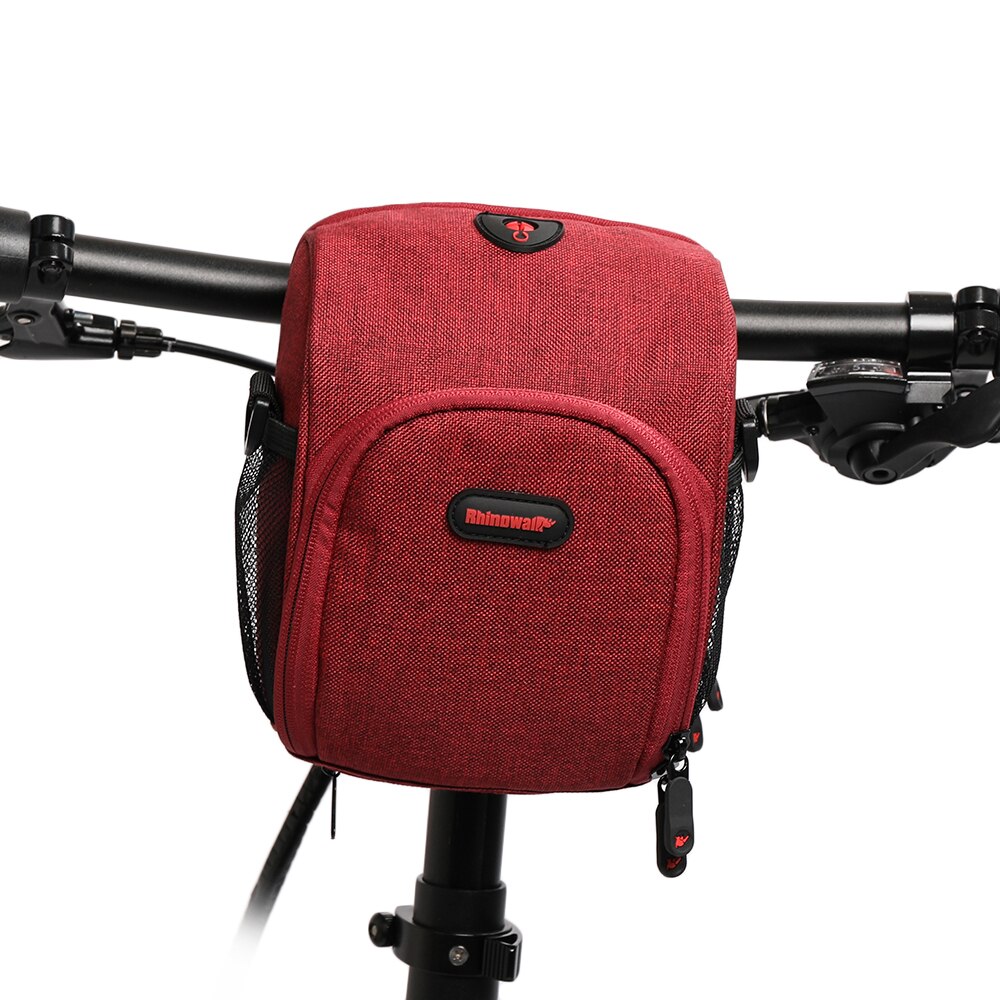 Cykeltasker cykel cykling udendørs vandtæt polyeste forkurv taske ramme rør styretaske sort med rem: Rød