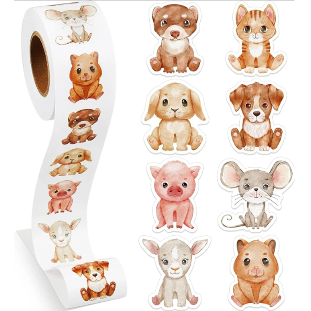 500 Stuks Cartoon Dieren Stickers Heterotypische Afdichting Label Voor Kinderen Leraar Beloning Moedigen Afdichting Label Briefpapier Sticker: Light Grey