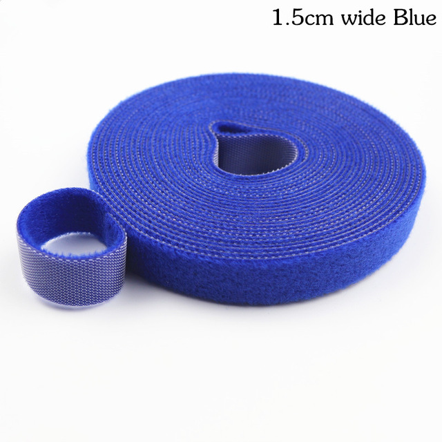 3 M Reusable Nylon Adhesive Fastener Tape Back to Back Power Wire Hooks Loops Fasteners Cable Ties Curtain Straps Magic Tape: 1.5CMx3M Blue