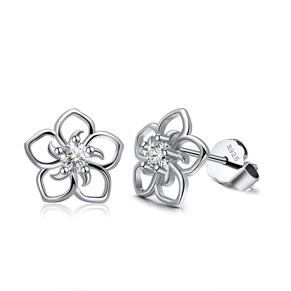 925 silber Nadel Luxus Bauhinia Kristall Blume Ohrringe frauen Braut Hochzeit murmeln Schild Jahrestag Schmuck: A