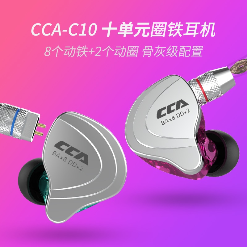 Cca C10 1DD + 4BA Hybrid 2PIN in Ear Auricolare Stereo Dj Monitor Corsa E Jogging Sport Auricolare Auricolare Auricolari con Detacable aggiornato C16cA4