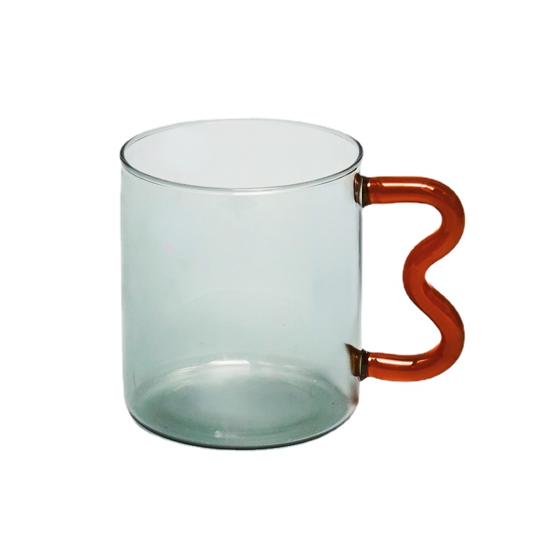 Färgglad öronglasmugg handgjord enkel vågkaffekopp för vattentumlare drinkware 300ml: Grå 05