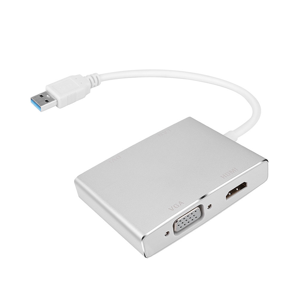 USB 3.0 to DVI VGA HDMI HD LAN Ethernet RJ45 Gigabit 4 IN 1 Converter Adapter USB Hubs