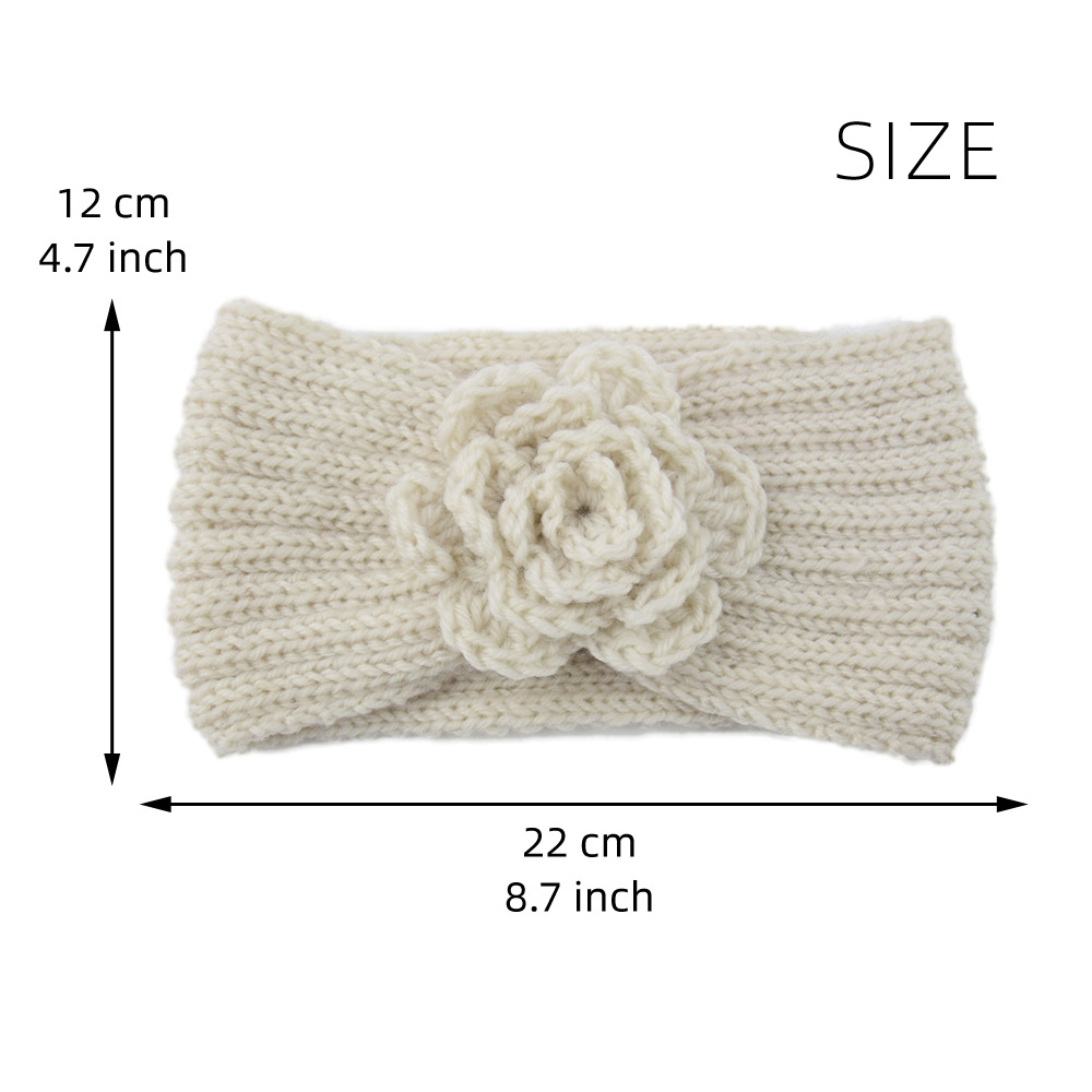 Vrouwen Rose Bloem Gebreide Hoofdbanden Vrouwen Herfst Winter Gehaakte Hoofd Wrap brede Wollen Haarband Tulband Bandana Haaraccessoires
