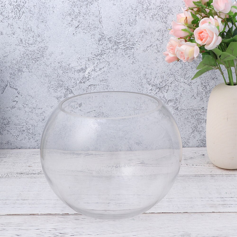 20cm Round Glass Fish Tank Globe Ecological Fish Bowl Terrarium Glass Aquariums for Home Hotel Fish Size