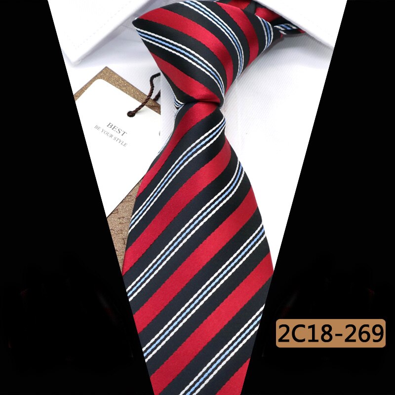 Yishline mænd slips 16 farve stribet business slips herre slips 8cm jacquard bryllup corbatas til hombre tilbehør