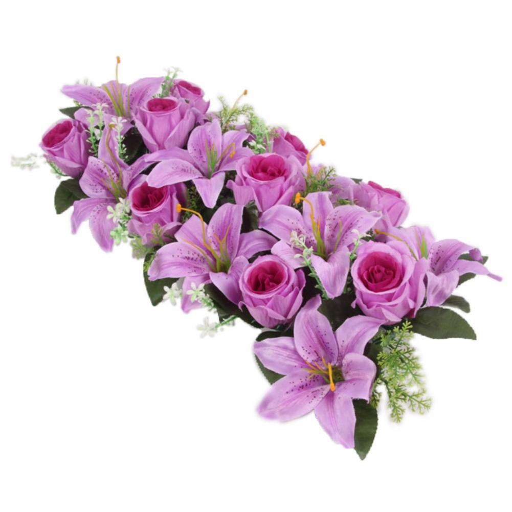 42cm Artificial Flowers Chic Shape DIY Artificial Rose Flowers Garden Fence Wedding Home Decoration Garland Table Decor Flower: PURPLE