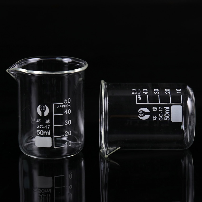 1PC Transparent Beaker Flask Capacity 50ml Low Beaker For School Student Chemistry Laboratory Measuring Supplies