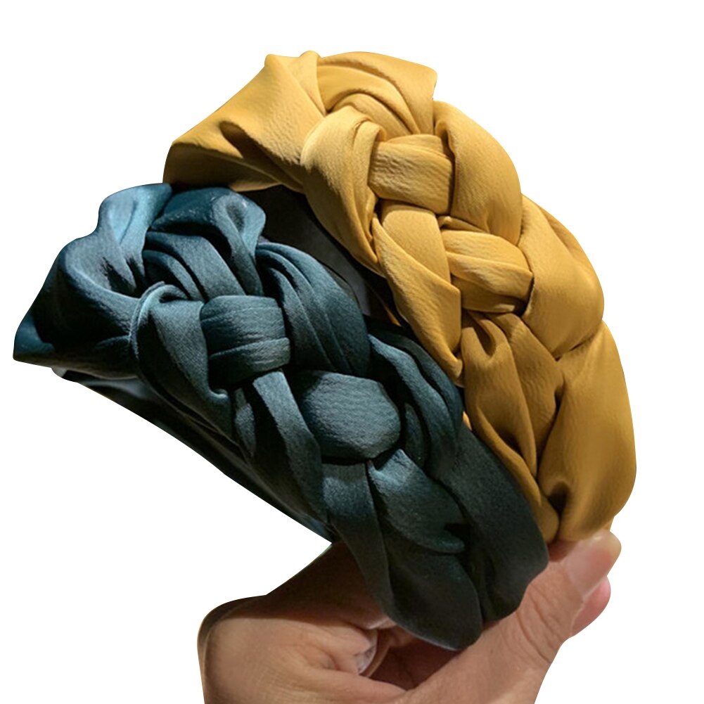 Hoofdband voor Vrouwen Mode Handgemaakte Effen Kleur Doek Gevlochten Haarband voor Meisjes