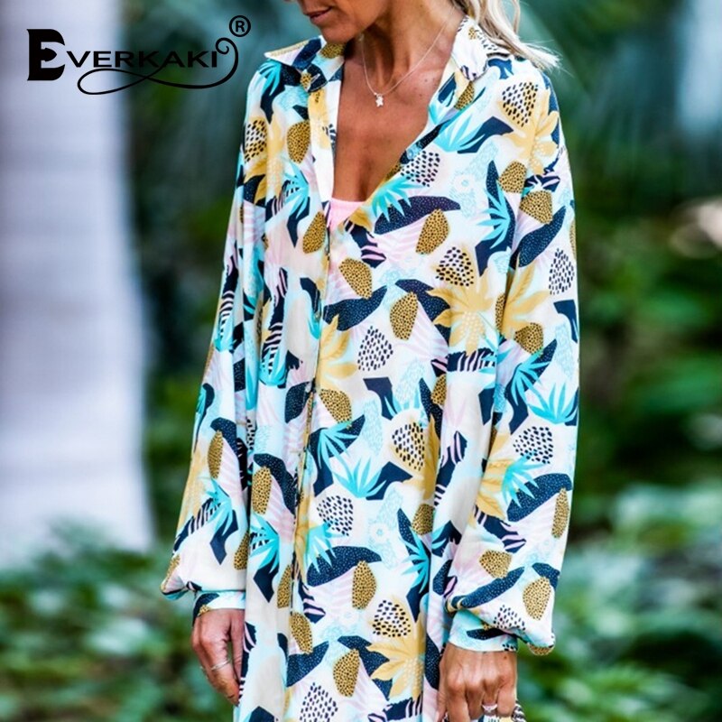Everkaki Boho Tropische Bloemenprint Maxi Jurken V... – Grandado