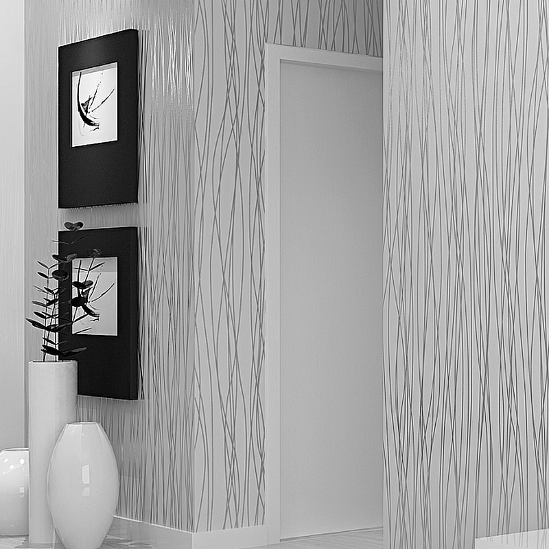 Plaine gris argent rayures floqué papier peint Hoom décor moderne luxe rayé Texture solide fond gris 3D papier peint rouleau