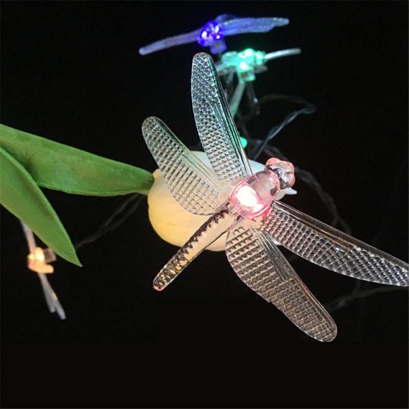 Guirlande lumineuse solaire à 20 Led libellule, imperméable conforme à la norme IP65, luminaire décoratif d&#39;extérieur, idéal pour un jardin ou une place publique