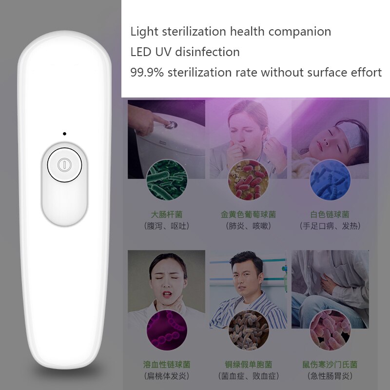 UVC Disinfection Lamp 5W UV Sterilization Lamp Handheld Ultraviolet Disinfection Light Travel Home School USB Sterilizing Light