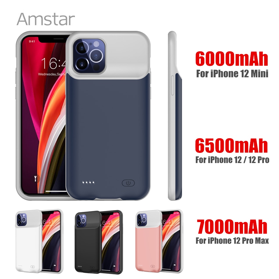 Amstar odporny na wstrząsy futerał na ładowarkę do iPhone 12 Pro Max 12 Mini Powerbank Case zewnętrzny zestaw do ładowania baterii