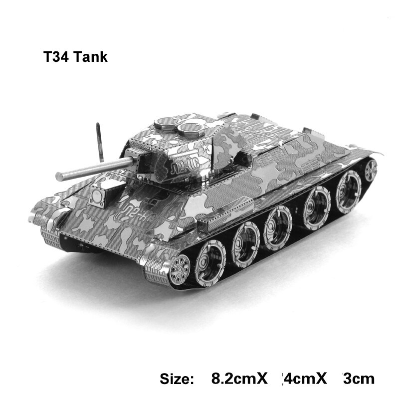 Tank 3D Metal Puzzle T34 tiger Sherman Js-2 M1 Abrams 97 chi-ha tank model KITS Assemble Jigsaw Puzzle Toys For Children: 40-T34 tank