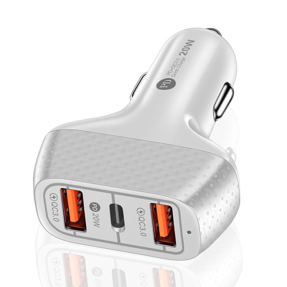 20W Car Charger PD USB Type C PD Fast Charger Quick Charge 3.0 For iPhone 12 Samsung Xiaomi Huawei Car Charging usb c charger: White