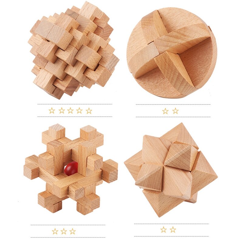 6 Pz/impostato Nuovo Disegno Kong Ming Blocco Rompicapo 3D di Legno Nove collegamento ad incastro sbavatura puzzle Giocattolo Gioco per Adulti bambini